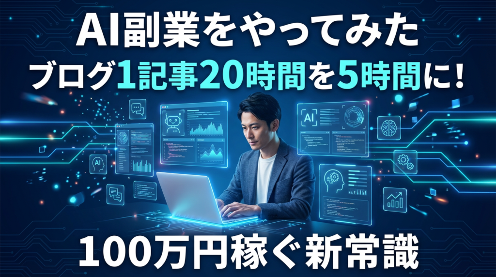 AI副業をやってみた ブログ1記事20時間を5時間に！100万円稼ぐ新常識